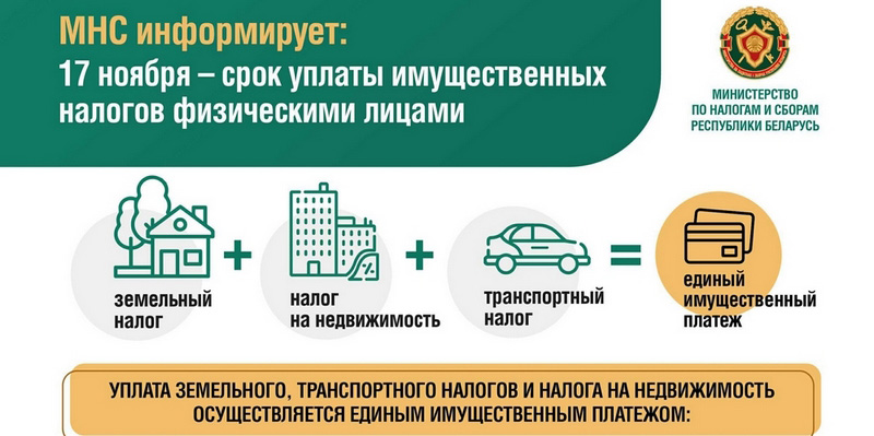 МНС информирует: 17 ноября &mdash; срок уплаты имущественных налогов физическими лицами!